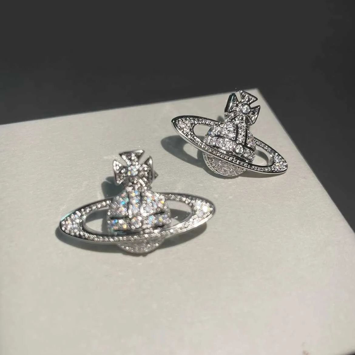 2024designer Western Empress Dowagerearring Stud the Queen Mother's Star Earrings Are Light Luxurious Quality Versatile Niche and Tiktok Webcast Earrings