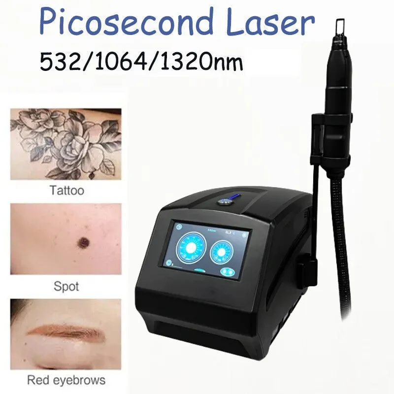 Portable Q Switched Nd Yag Laser Qswitch 1064/532/1320nm Laser Picosecond Tattoo Removal Carbon Peel Facial Machine