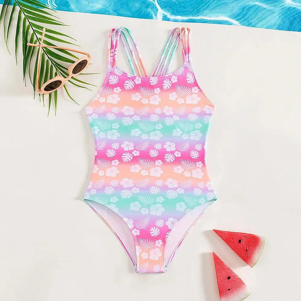 Usar novas meninas biquinis maiôs de uma peça bebê triângulo banho crianças monokini floral verão beach wear