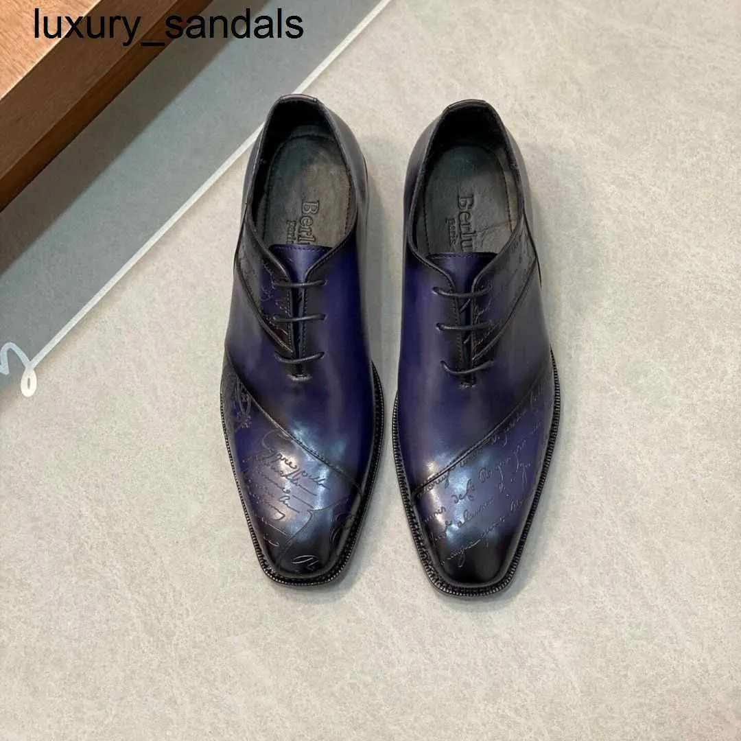 Berluti Business chaussures en cuir Oxford veau fait main haut qualité patchwork peint à la main Scritto messieurs formalwq