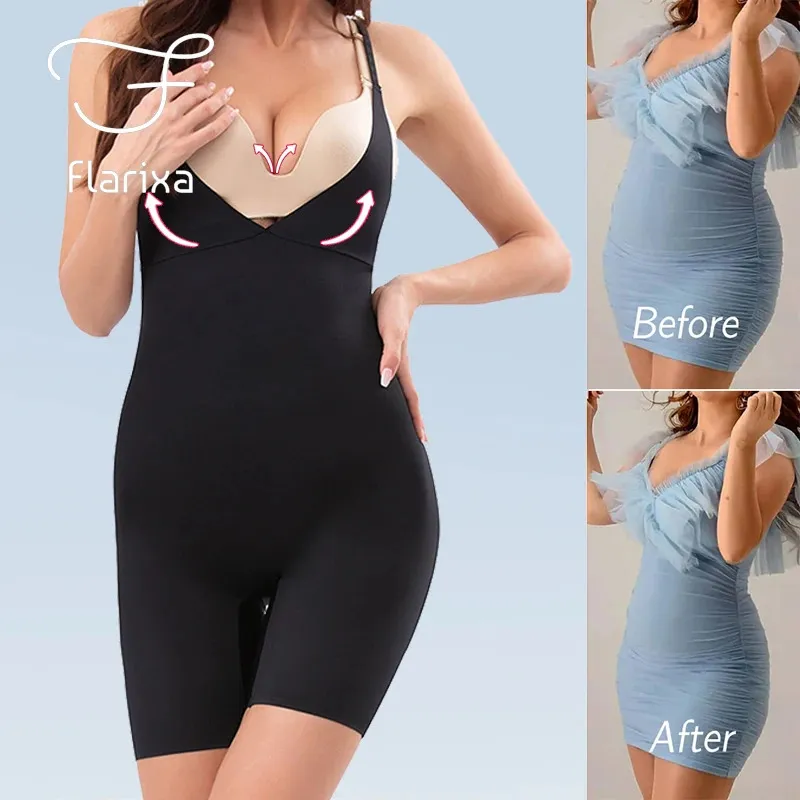 Flarixa Dikişsiz Bodysuit Shapewear Kadınlar Karın Kontrolü İç çamaşırı popo kaldırıcı vücut şekillendirici vücut şekillendirme Cefisole Zayıflama Korse 240109
