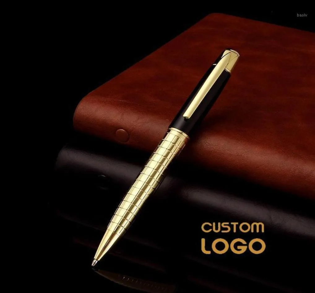 Personalized Gift Pen Metal 10mm Black Ink Customized Logo Ballpoint Pens Engrave Company Name School Office Supplies2541022