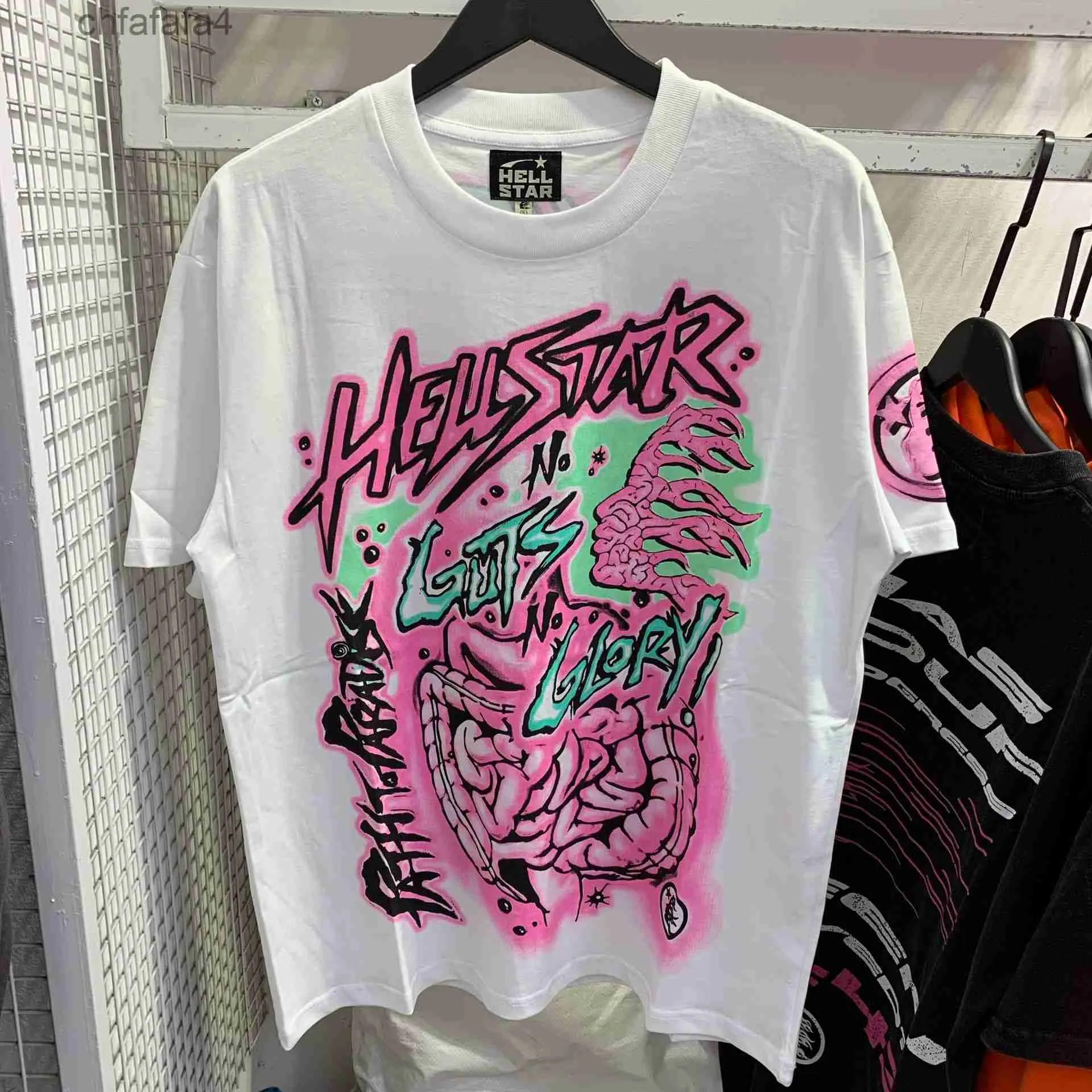 T -shirtdesigner Hellstar Graphic Tee Clothing Clothes Hipster Washed Fabric Street Graffiti Bokstäver Folie Print Vintage Fiting Plus Size ACM8 29IV