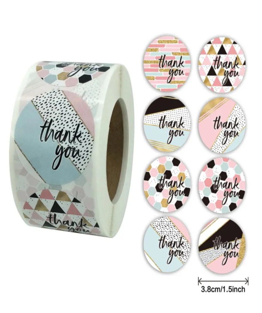 500pcs 15inch Thank You Label Stickers DIY Gift Box Decoration Cake Baking Bag Package Envelope Decor7871915