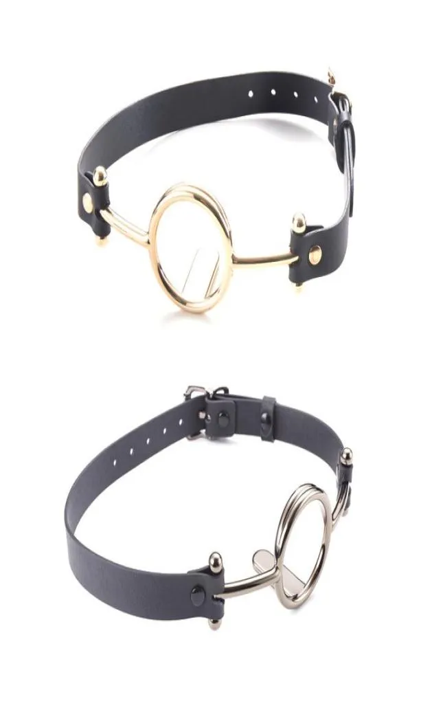 Bdsm Open Mond Gag O Type Ring Gags Met Tongspatel Marteling Speeltjes Voor Vrouwen Gouden Guncolor Hoge Kwaliteit FQZW0573056286