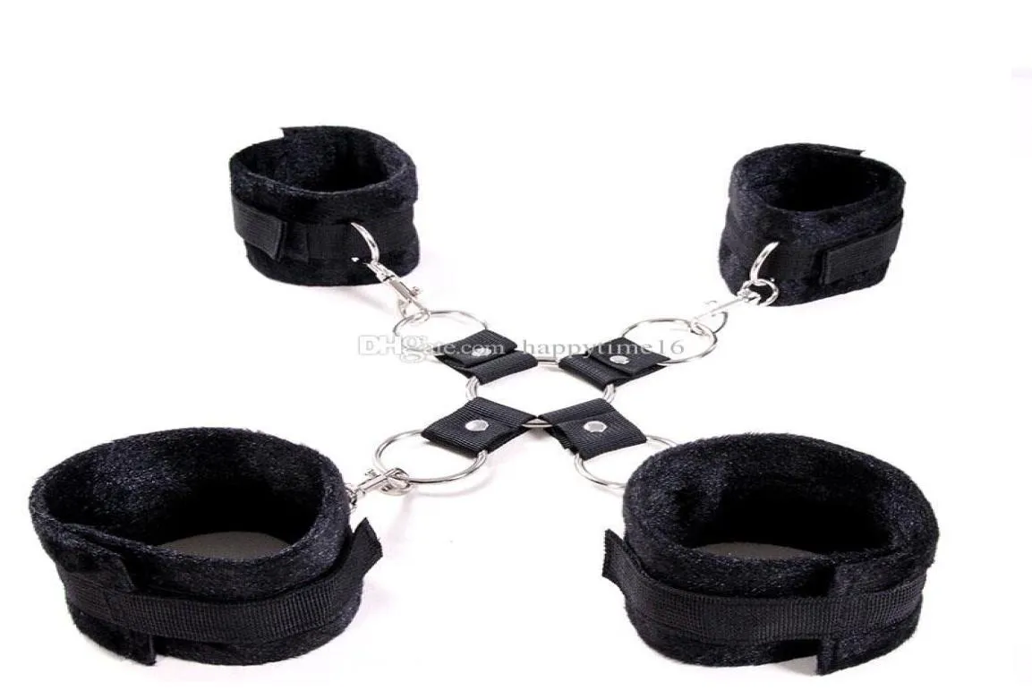 Factory Black slave fetish Hand cuffs and Anklecuffs BDSM sex Adult games sex toys bdsm cross bondage kit for couples sex shop7181752
