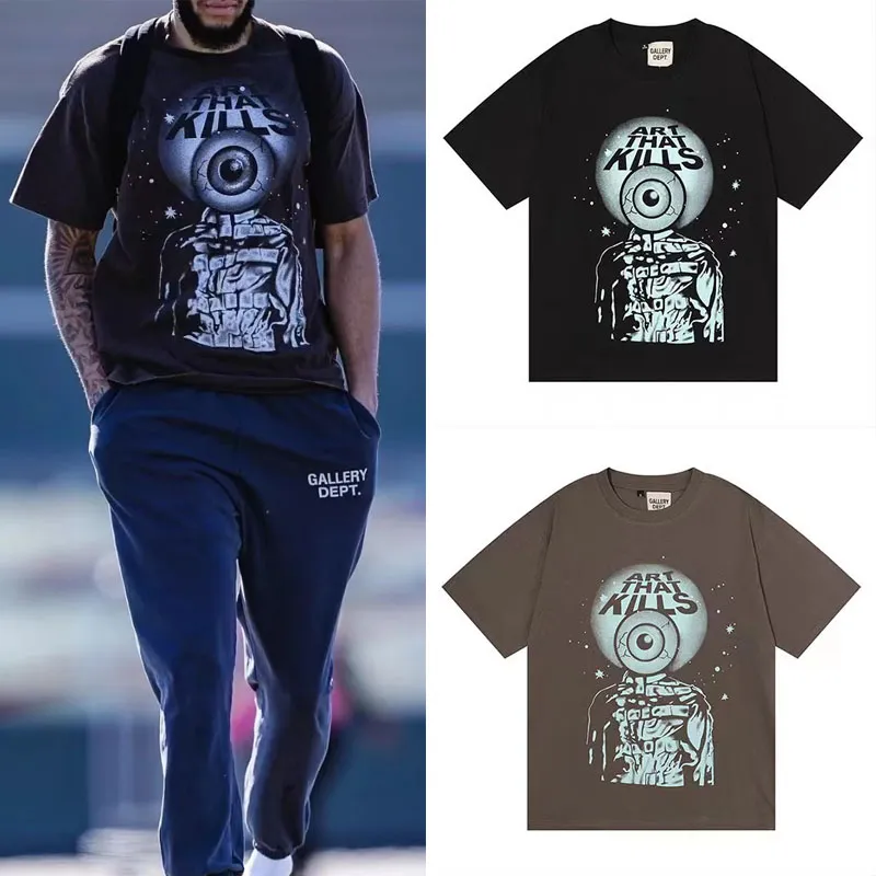 Designer t-shirt män kvinnor galleris brev boll kort klassi ärm i amerikanskt modemärke retro hiphop bekväm t-shirt