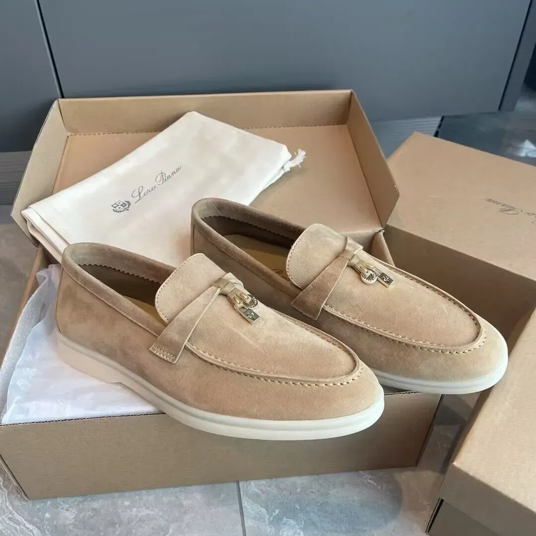 Swobodny loro butów fortepianowych mokasyny płaskie LP Low Top Zamię skórę skóra Oxfords Moccasins Summer Walk Comfort Slip na męskich designerskich podeszwach mieszkania 166