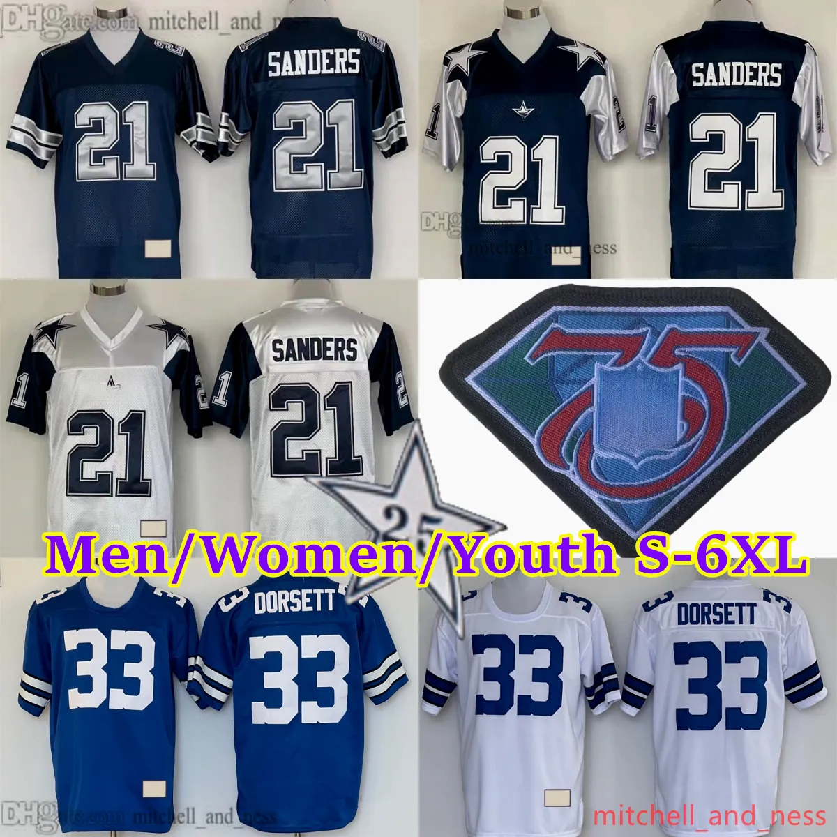 Custom S-6XL 1960-1999 Throwback Football 88 Drew Pearson Jersey Stitch 12 Roger Staubach 21 Deion Sanders 8 Troy Aikman 33 Tony Dorsett Michael Irvin