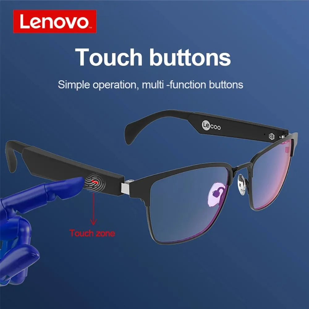 Earphones Lenovo C9 Smart Anti blue light Music earphone HIFI Wireless Bluetooth 5.0 Headphone Driving Glasses Call replaceable myopia len