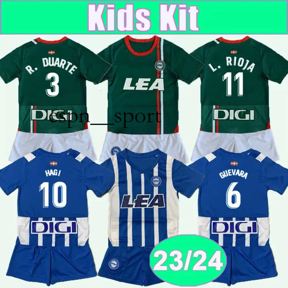 ESPNSPORT 23 24 alaves Kids Kit Soccer Jerseys L. Rioja R. Duarte Sola Blanco Karrikaburu Hagi Maras Gorosabel A.