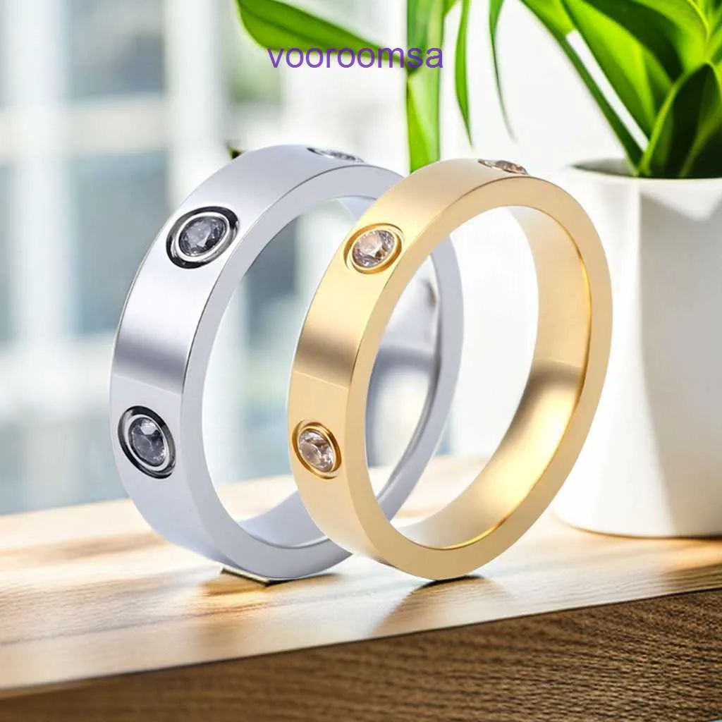 High quality Edition Rings Light Luxury Carter Stainless Steel Full Sky Star Ring Womens Instagram Wind Titanium Electroplated Couple Card With Original Box
