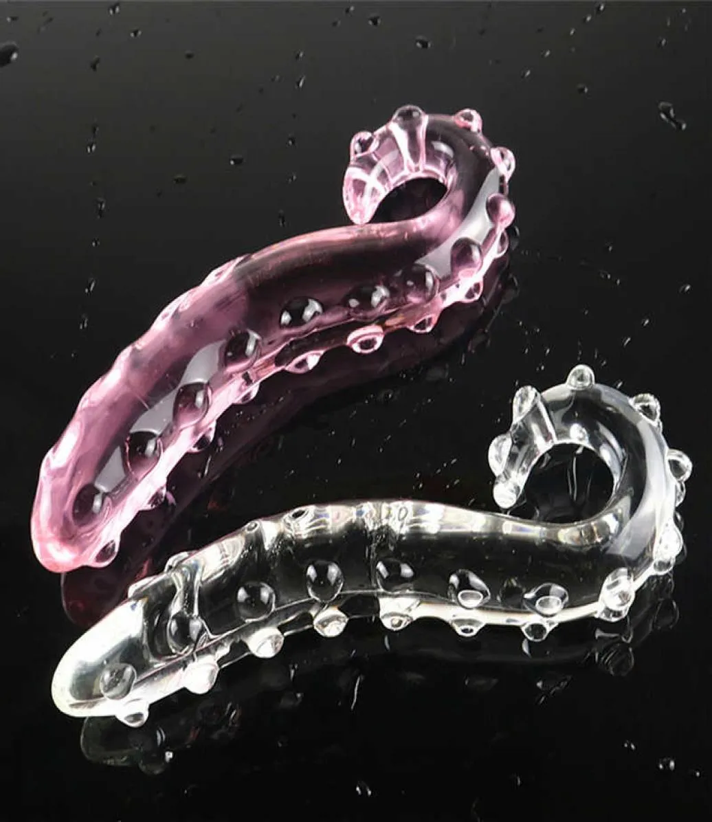 Pink White Hippocampus Tentacle Textured Sensual Glass Dildo Realistic Dildo Vuxna Butt Plug Sex Toys for Women Glass Anal Plug S5122832