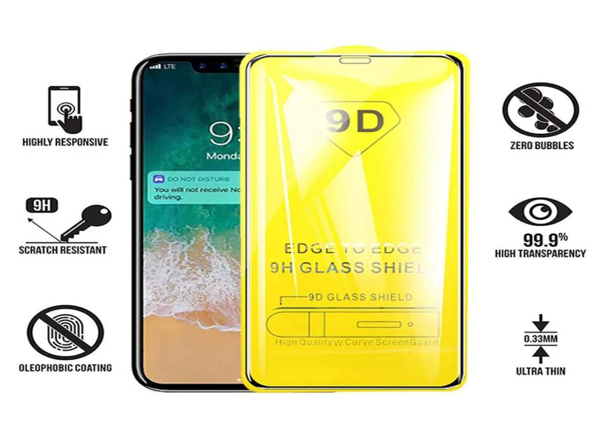 9d capa completa cola vidro temperado protetor de tela do telefone para iphone 13 12 mini pro 11 xr xs max 8 75815347