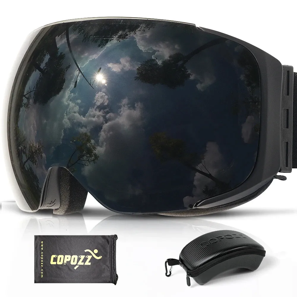 Copozz Brand Magnetic Snowboard Ski Goggle with Case 100％Anti-Fog UV400ダブルレンズ保護男性と女性のスノースキーメガネ240109