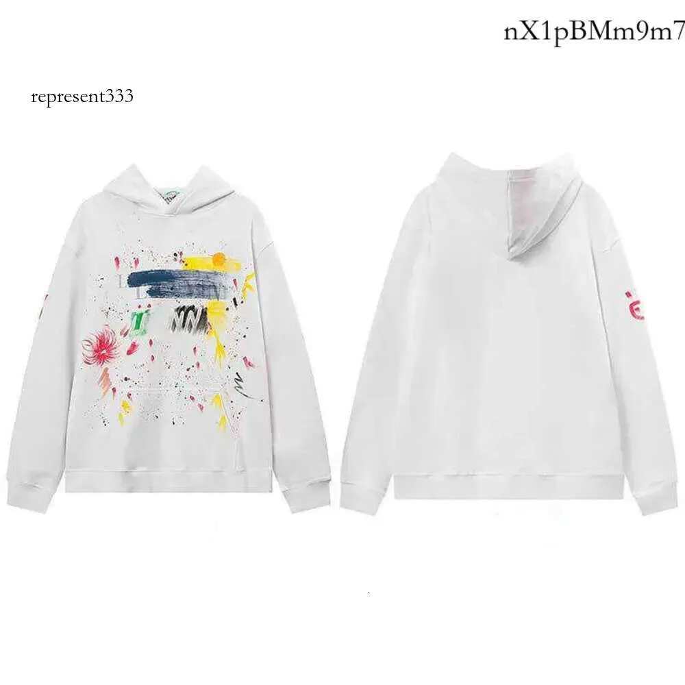 Lanvin Lanvins Classic Fashion Trend Embroidery Splash Ink Letter Speckle Print Ejressed Men's of Ma'amlovers Hoodie 135