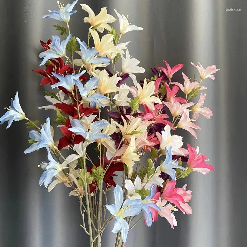Dekorativa blommor 93 cm långa orkidéer gren konstgjorda siden blommor bröllop fest dekor falskt diy hem vardagsrum vas blommor arrangemang
