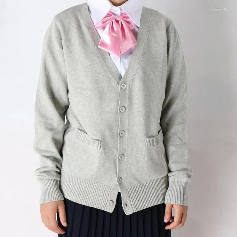 Cardigan de malha feminina sólido oversize suéteres soltos meninas japonês malha doce cor uniforme escolar camisola anime cosplay