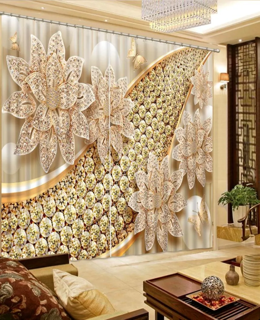 Europäischer Luxus-Schmuck-3D-Vorhang für Wohnzimmer, 3D-Po, individuelles Fenster 6260876