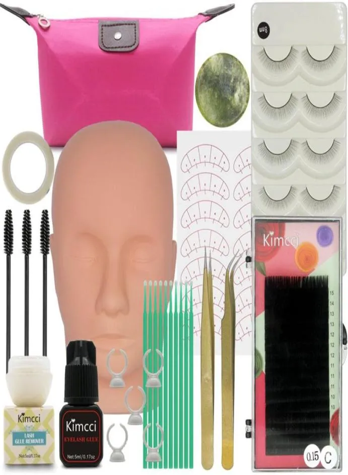 Kimcci Falsches Wimpernverlängerungs-Trainingsset, Übungs-Übungs-Mannequin-Kopf-Set, Pfropfen von Wimpern, Werkzeug-Set, Wimpern-Pfropfen, 4679166