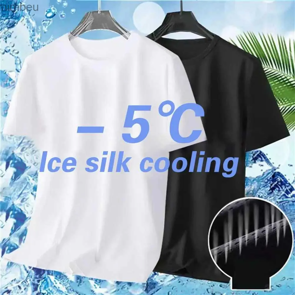 Men's T-Shirts Men's Ice Silk Quick Dry Mesh T-shirt Summer Loose Sportswear Thin Breathable Short-sleeved Top Fitness Black Tops T-ShirtsL240110