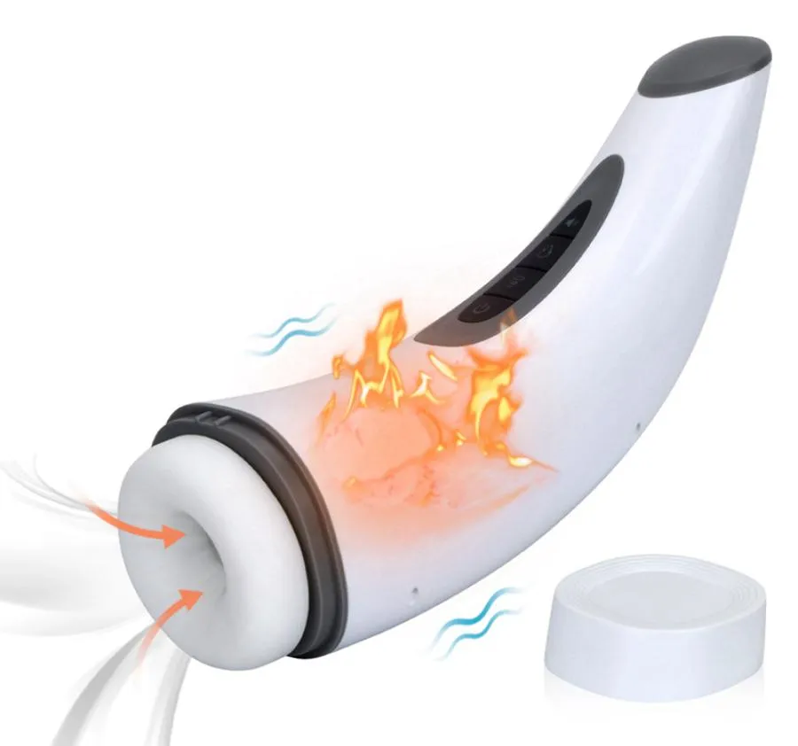 Krachtige Vibrator Kunstkut Penis Training Automatische Zuigen Masturbatie Cup Verwarming Pijpbeurt Orale Speeltjes Voor Man 2012165946234