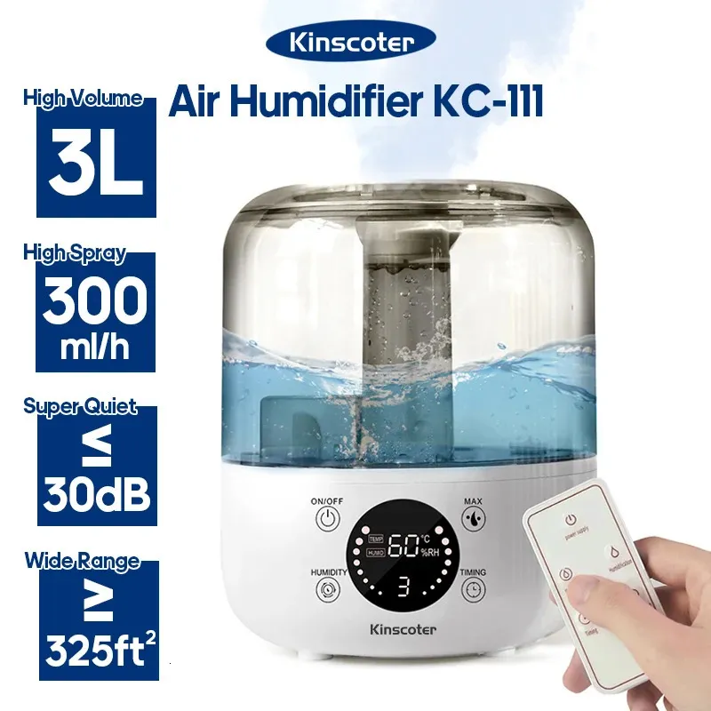 Kinscoter 3L luftfuktare Professionell stor kapacitet Hemdfuktare växtmist aromdiffusor med fjärrkontrolltimer 240109