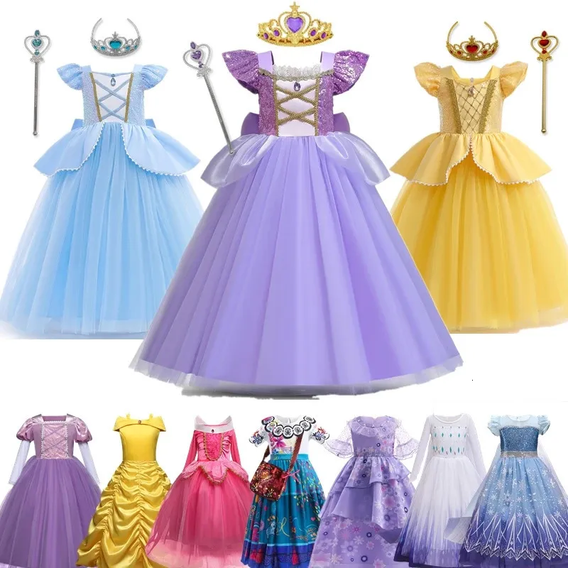 Fantasia Tangled Girls Princess Dress Halloween Halloween Cartoon Cosplay Costumes for Childs Disuise Carnival Party Dress Up 240109