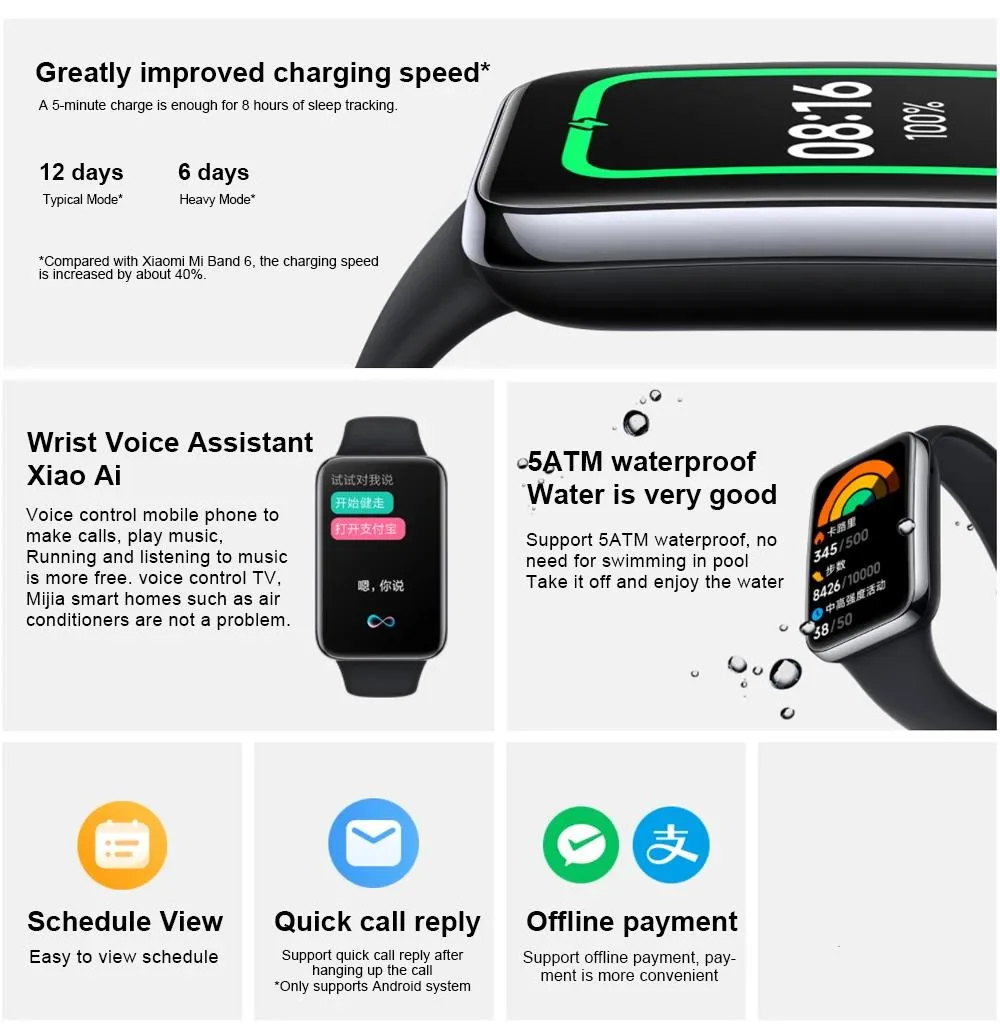 Original Xiaomi Mi Band 8 Smart Bracelet Screen Blood Oxygen