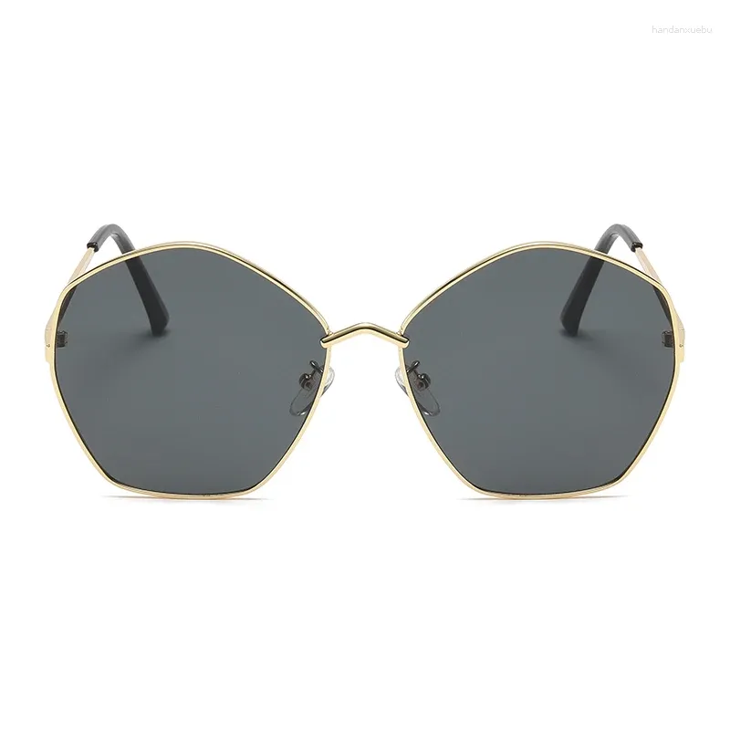 Sunglasses 2024 Fashion Retro Polygonal Minimalist Design Sun Protection Irregular Metal Frame Glasses Female