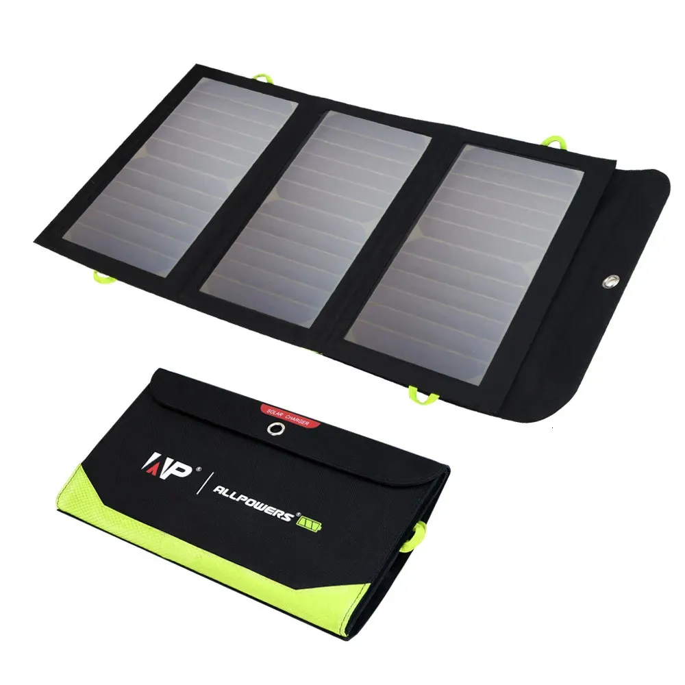 Painel solar ALLPOWERS 5V 21W embutido 10000mAh Bateria Carregador portátil à prova d'água para celular externo 240110