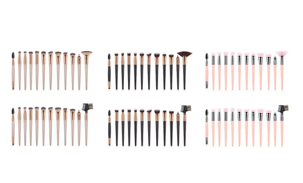 Cosméticos 12pcs Fundação Maquiagem Eye Make Up Brushes 3 Cores Eyeshadow Brush Set brocha de maquillaje Kit1982289