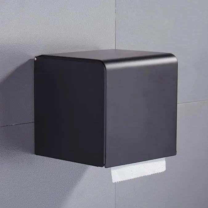 Black Paper Tissue Box Badrumspapper rullhållare väggmonterad toalettpappershållare rack badrumstillbehör vävnadshållare box2054678