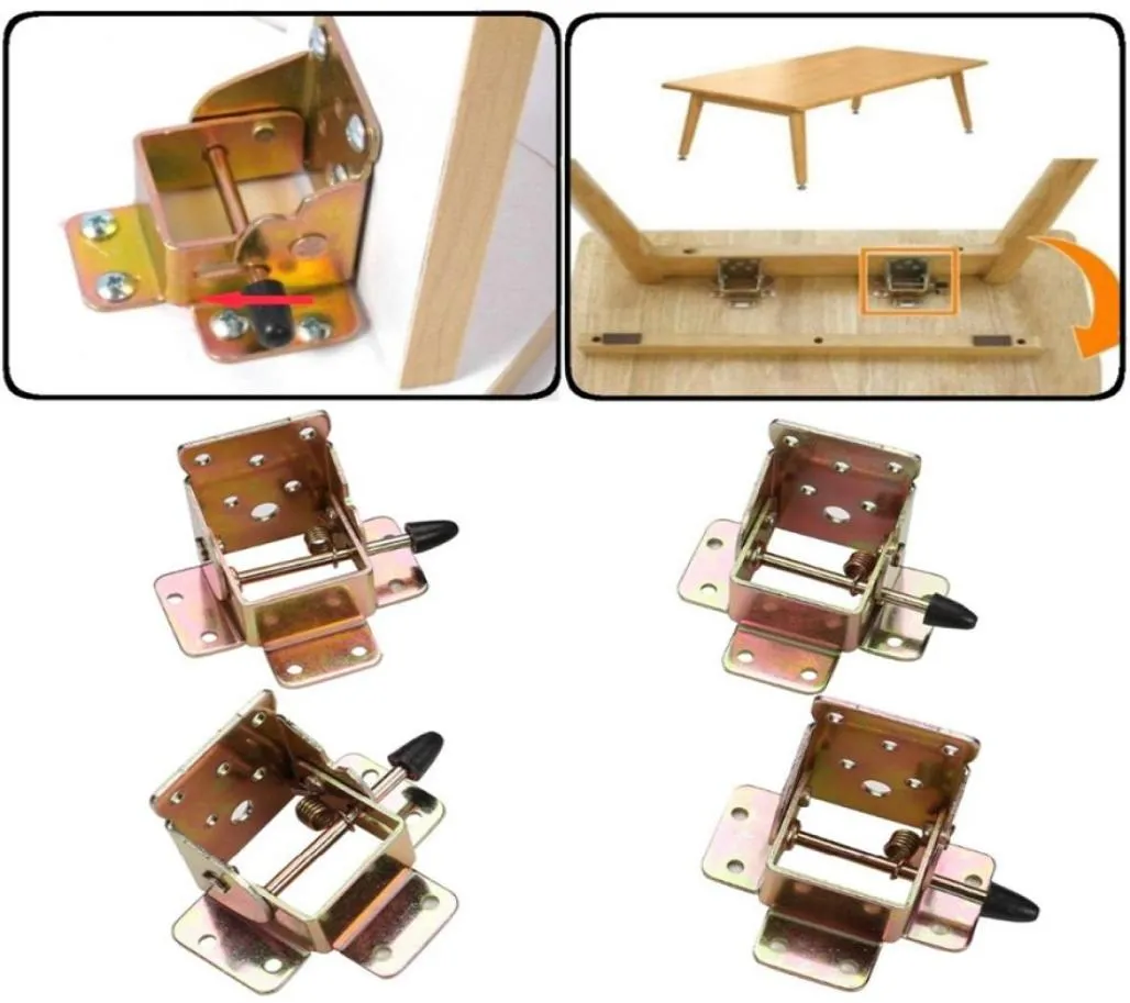 4PCSSet 90 grader Iron Locking Folding Bord Stollegen Benfästen Gångjärn för hemmöbler benfällande gångjärnspärrhårdvara också7118669