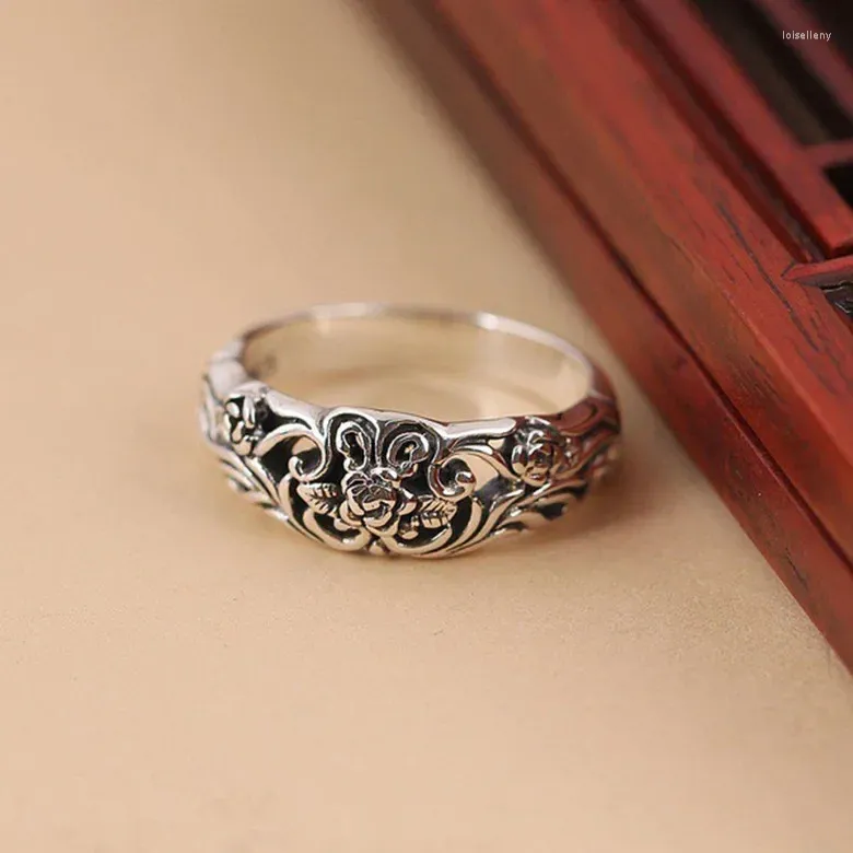 Кольца кластера желают продать ретро тайское серебро кольцо с черной розой европейское и американское предложение ко Дню Святого Валентина ювелирные изделия для женщин