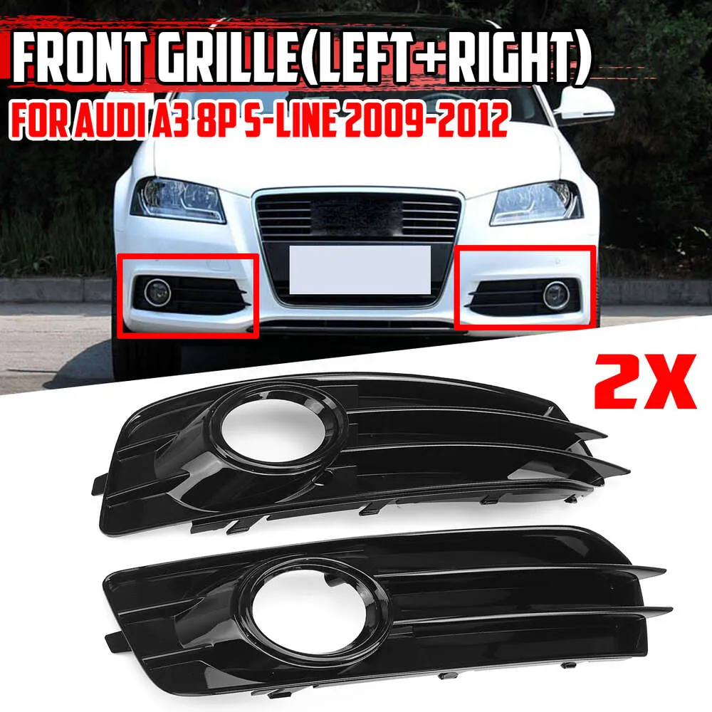 New Pair Car Fog Light Bezel Cover For Audi A3/ A3 Quattro W/Sport Package 2009 - 2012 Front Bumper Lamp Grille Fog Light Grill