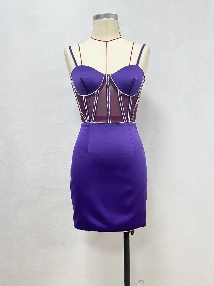 Elegant Purple Patchwork Women's Bustle Dress - Perfect for Casual Occasions, Birthdays, and Spring Outfits in 2024