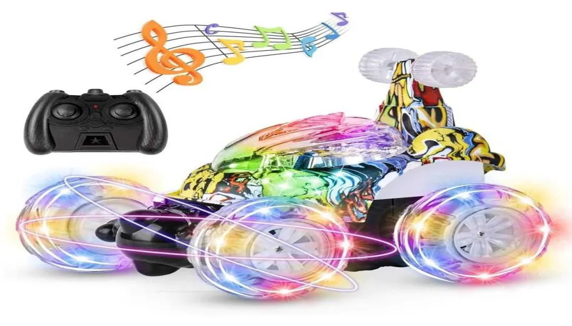 Roclub Graffiti Remote Control Car RC Stunt Tipper s With 360 Rolling Dancing 24Ghz Toy For Kids Boys Girls 2110276677485