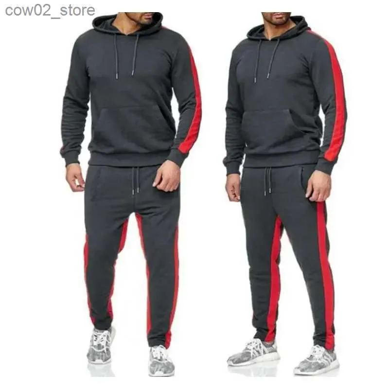 Herren-Trainingsanzüge, modisch, männlich, lässig, Kapuzenpullover, Jogginghose, 2-teilig, Reißverschluss, Sportbekleidung, Frühling und Herbst, Herren-Trainingsanzug, lose Hoodies, Jogging-Set Q230110