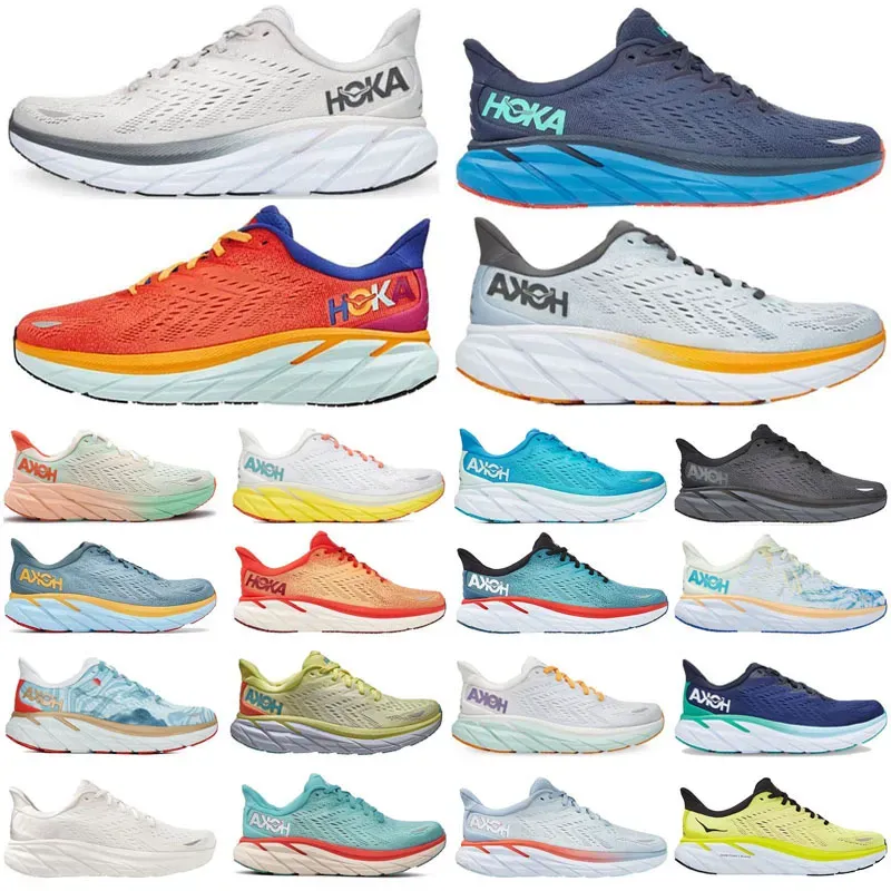 One Clifton Hoka 2024 Athletic Shoe Bondi 8 Tênis de carbono Choque absorvendo a moda da estrada masculino Mulheres de ginástica homens homens de corrida Tamanho 36-45 S