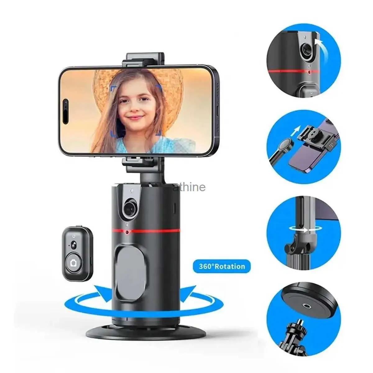 Monopiedi per selfie Stabilizzatore per telefono Tracciamento facciale intelligente con supporto per telefono con luce di riempimento rimovibile Treppiede per selfie wireless per streaming live Nuovo YQ240110
