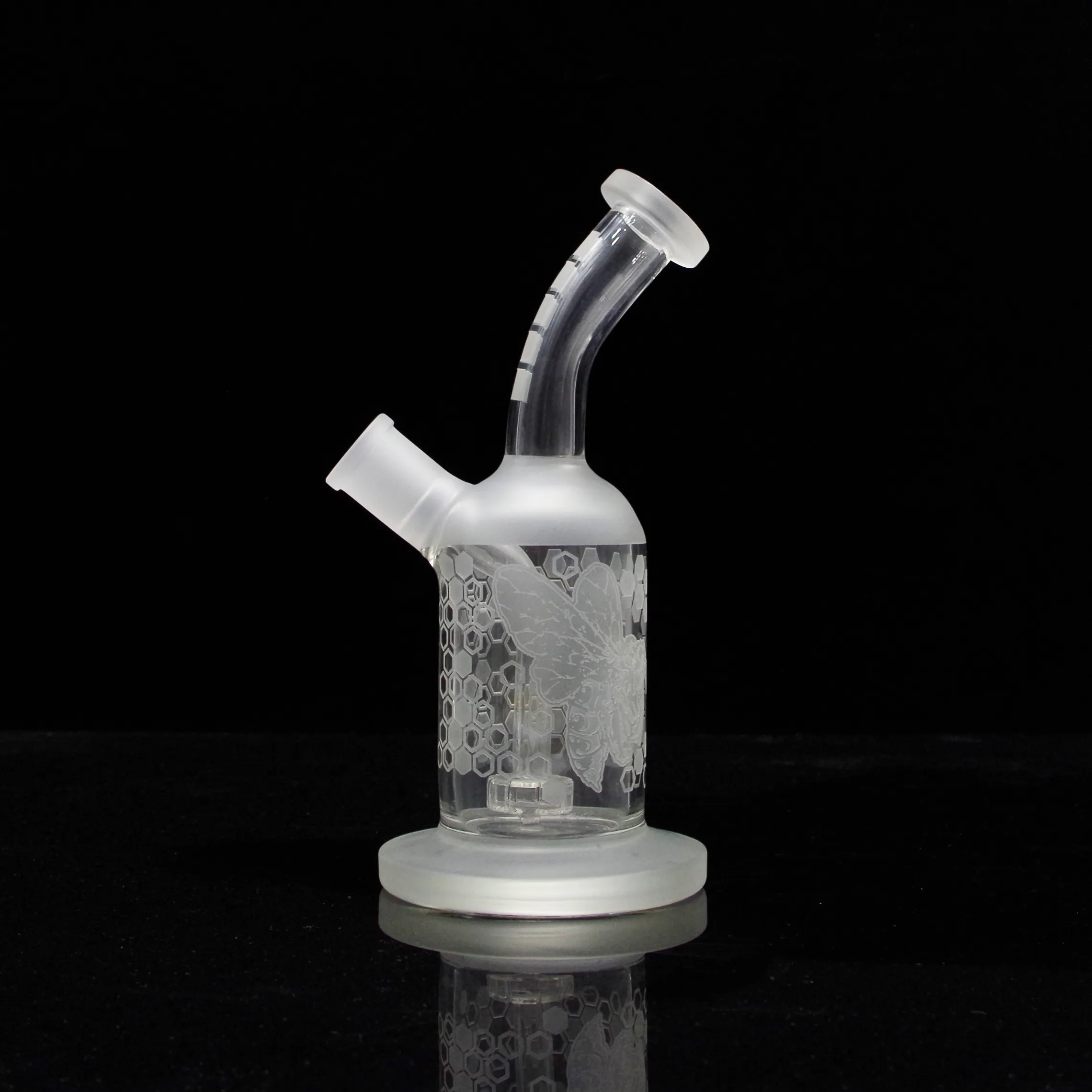 Bong in vetro da 9 pollici, tabacco, narghilè, tubo dell'acqua sabbiato, giunto femmina da 14 mm con ciotola