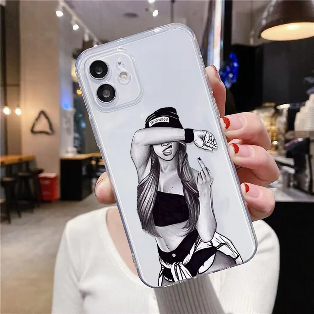 For iPhone15 mobile phone shell Europe and America new coffee girl batch soft shell 14 13 12 pro girl phone case