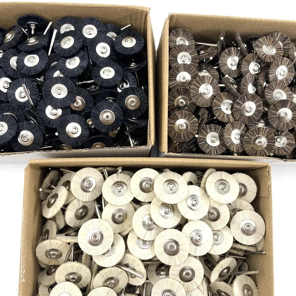 Équipements 144 pièces 22mm 19mm brosses abrasives 2.35mm tige bijoux roue de polissage pour accessoires d'outils électriques Dremel