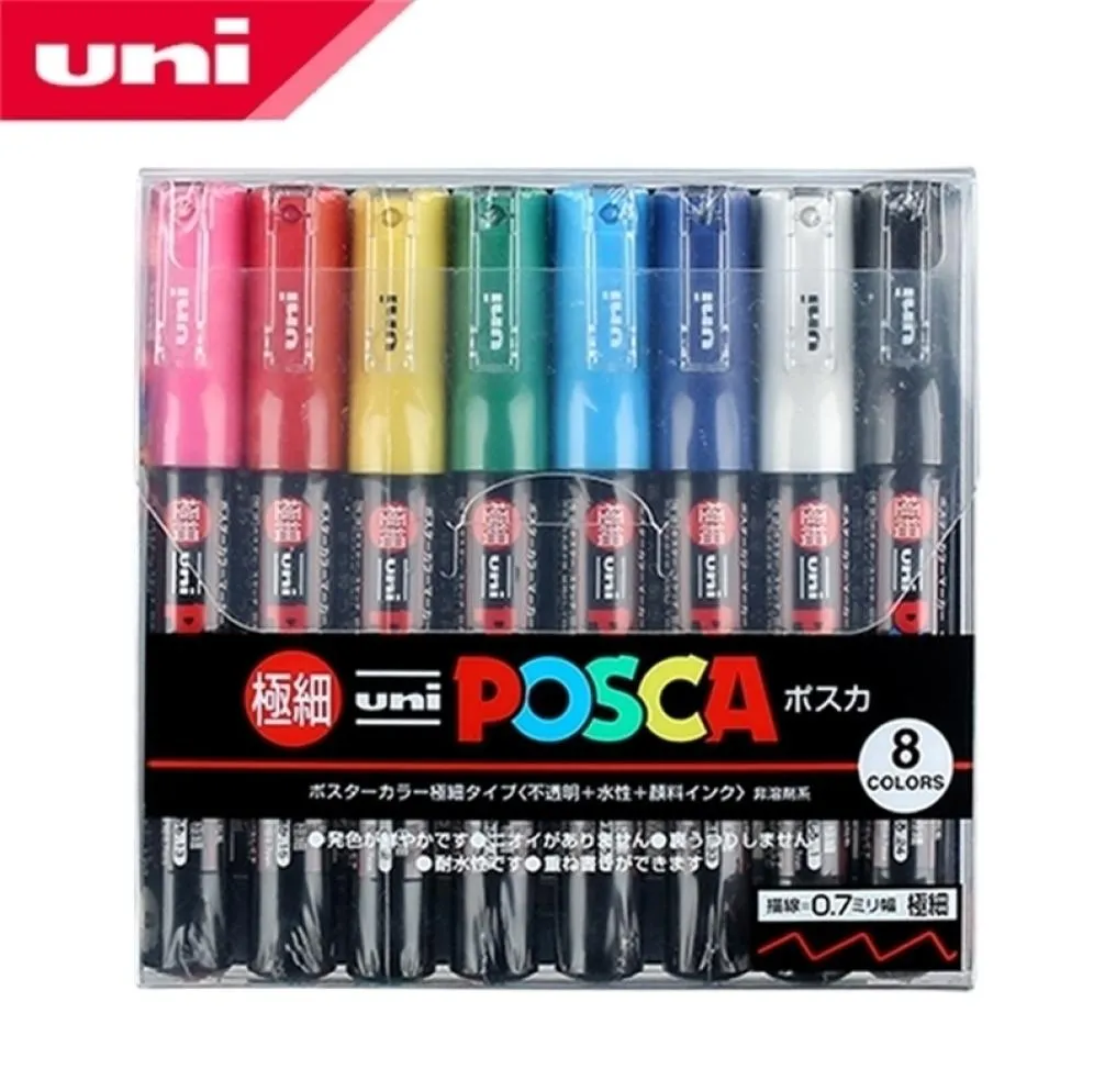 Colors Set Uni Posca PC1M Paint Marker Fine Bullet Tip07mm 8 Art Markers Office School Supplies 2012221499637