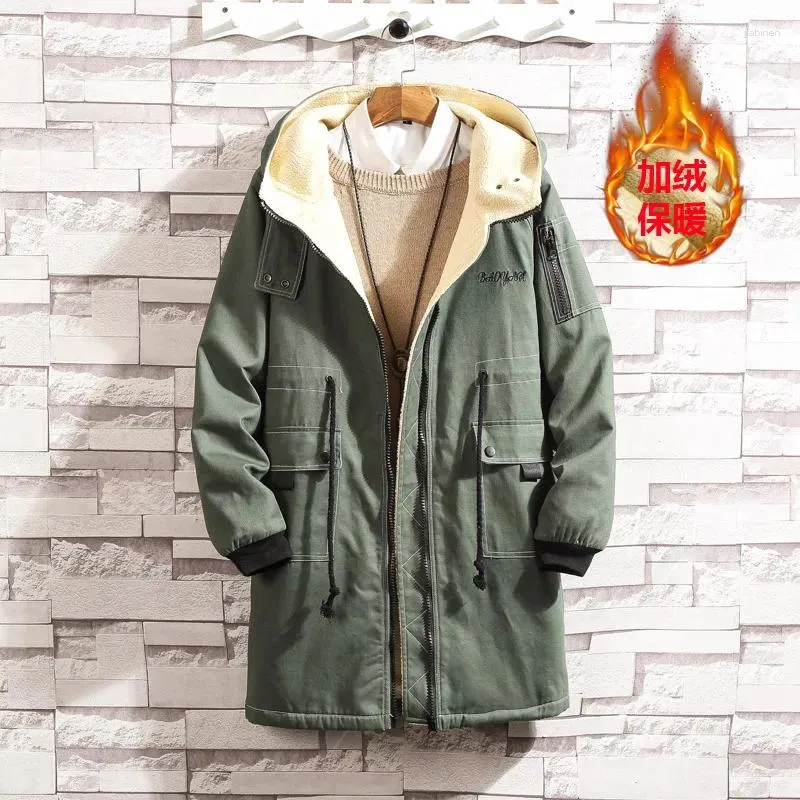 Men's Trench Coats Men Winter Warm Thicker Long Fashion Hooded Casual Down Jackets Large Size Loose