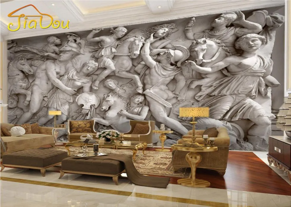 Whole Custom 3D Po Wallpaper European Retro Roman Statues Art Wall Mural Restaurant Living Room Sofa Backdrops Wall Paper 2222590