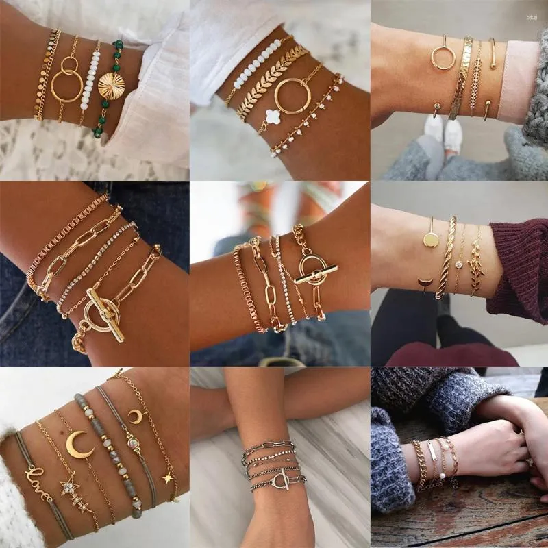 Link Bracelets Trend Fashion Multi Layered HandChain Suit Handstring Bracelet For Women's Girl Gift Jewelry Wholesale