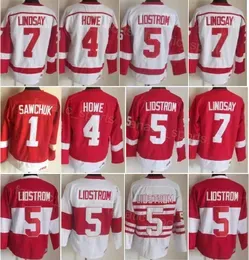 Retro Hockey Vintage 7 Ted Lindsay Jersey CCM 5 Nicklas Lidstrom 4 Gordie Howe 1 Terry Sawchuk 40 Henrik Zetterberg 33 Kris Draper Classic Retire 75th Red White Mens