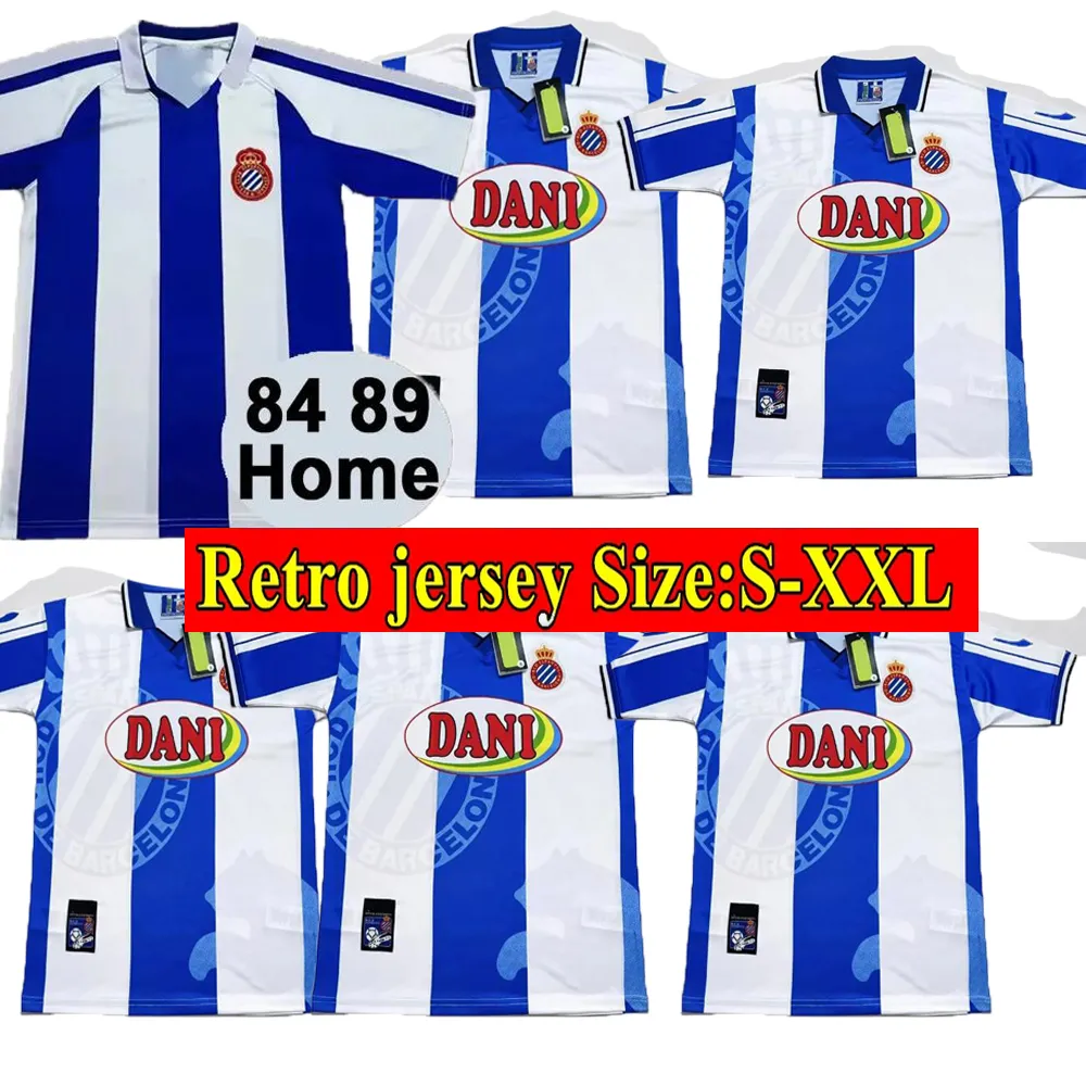 84 89 RCD Espanyol Retro Soccer Jerseys Home Short sleeves Football Shirt Uniforms